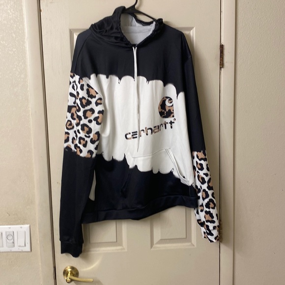 Mod Boutique | Tops | New Leopard Print Carhartt Letter Contrast Hoodiesize  Xlarge Polyester | Poshmark